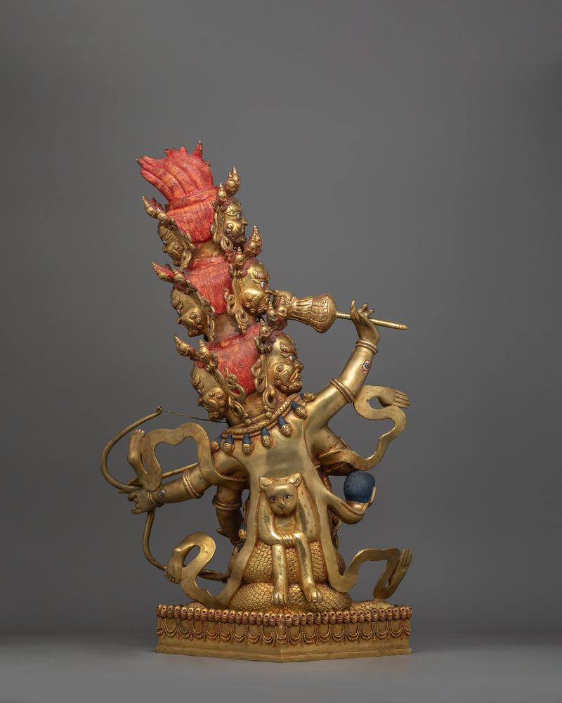 Rahula Statue for Protection | Handcrafted Copper Sculpture with 24K Gold Gilding