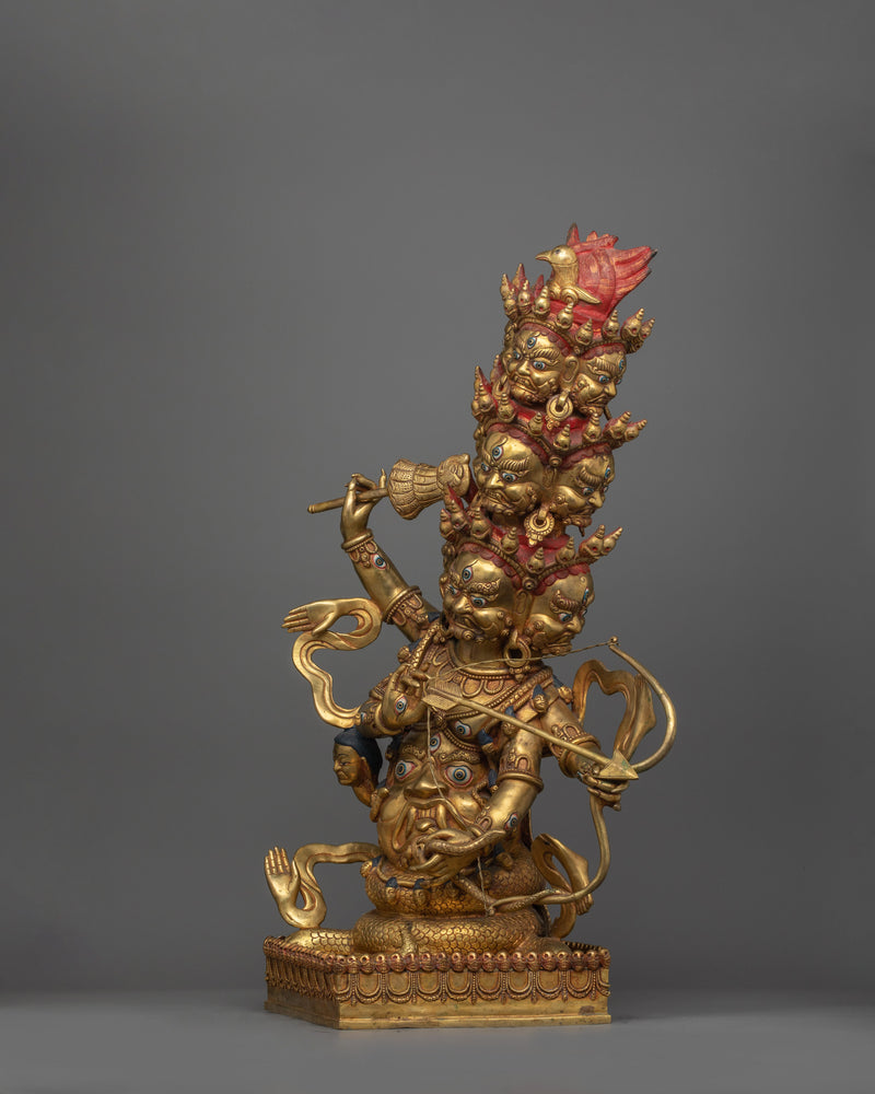 Rahula Statue for Protection | Handcrafted Copper Sculpture with 24K Gold Gilding