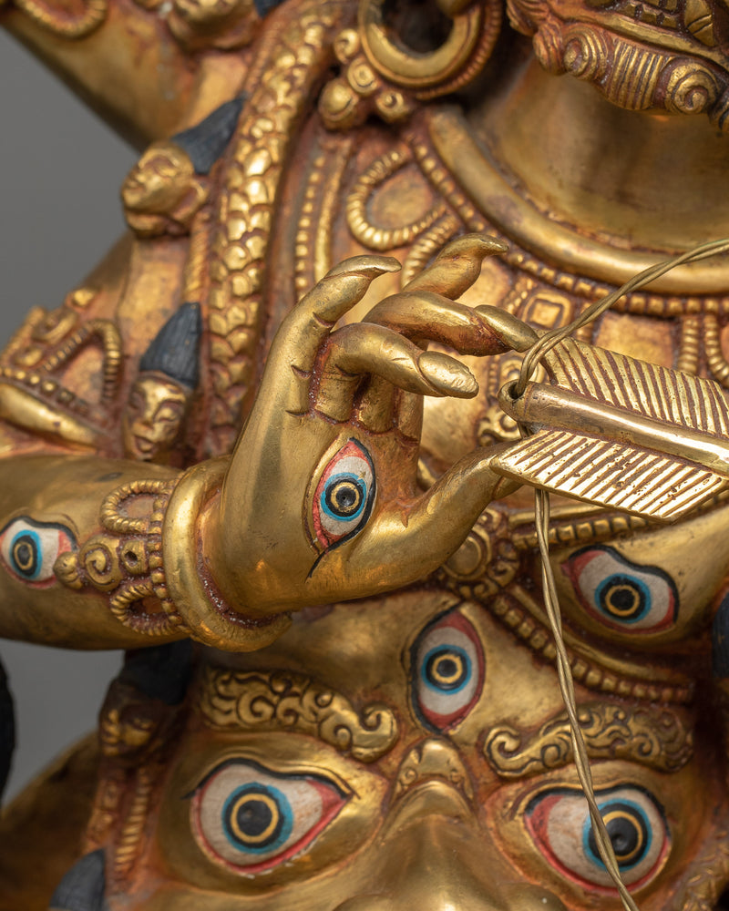 Rahula Statue for Protection | Handcrafted Copper Sculpture with 24K Gold Gilding