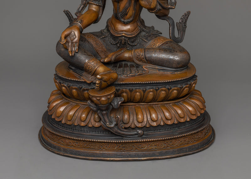 Handcrafted Oxidized Copper Green Tara Statue | Deity for Compassion and Swift Action