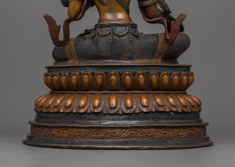 Handcrafted Oxidized Copper Green Tara Statue | Deity for Compassion and Swift Action