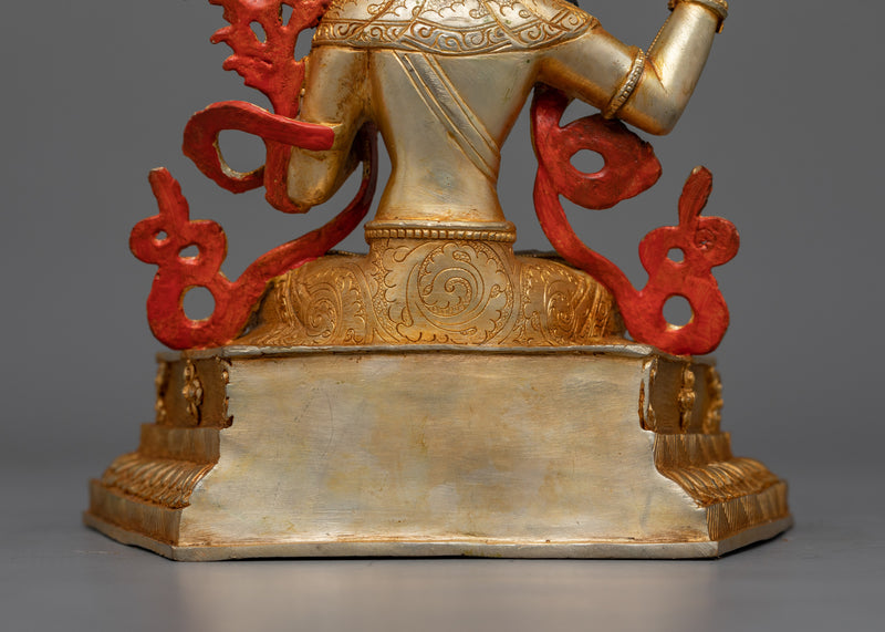 Crystal Manjushri Statue | Gold Electroplated Deity Sculpture