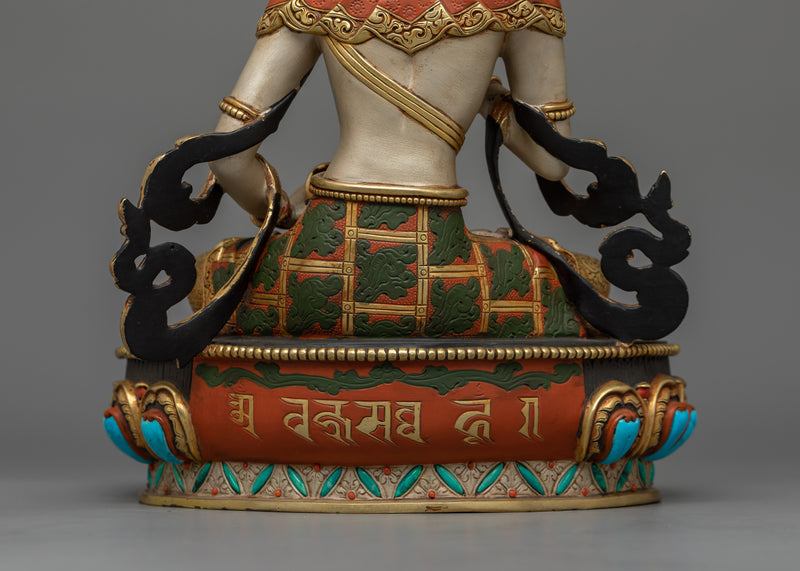 11.2-Inch Gold-Gilded Vajrasattva Statue | Handcrafted Gemstone-Embellished Art