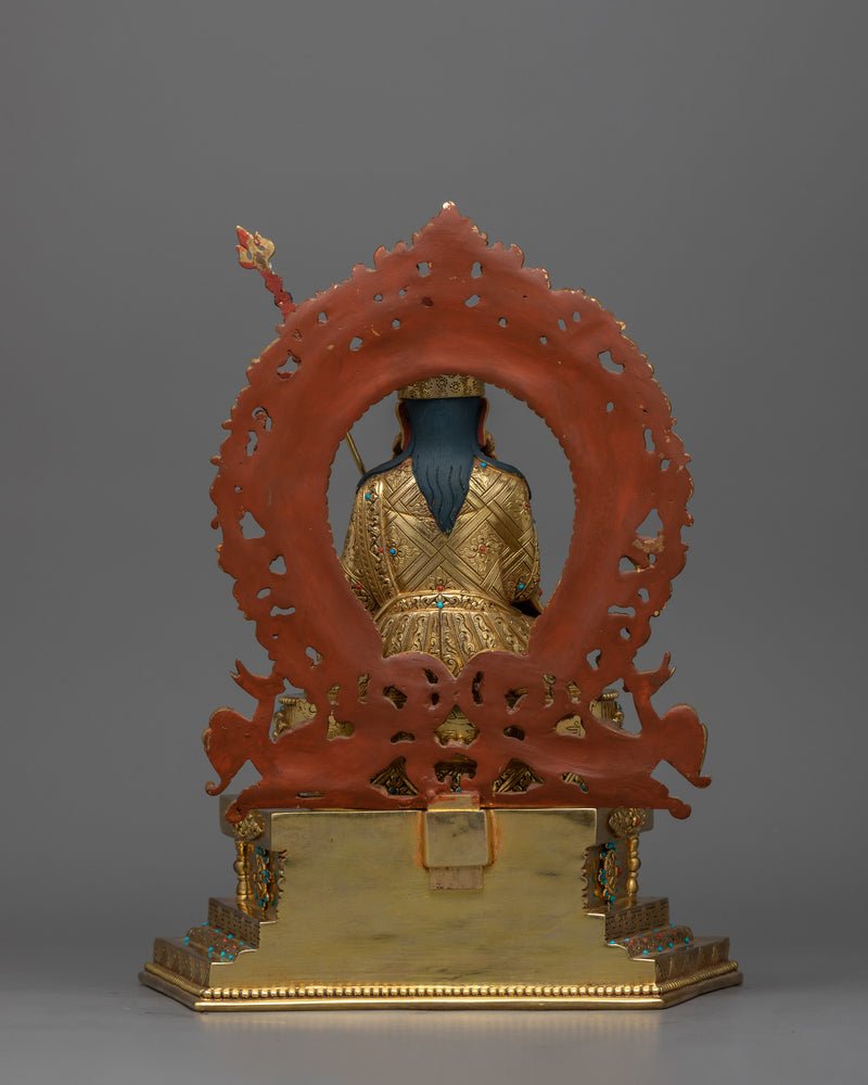 11.8-Inch 24K Gold-Gilded Guru Rinpoche Statue | Handcrafted Gemstone-Embellished Art