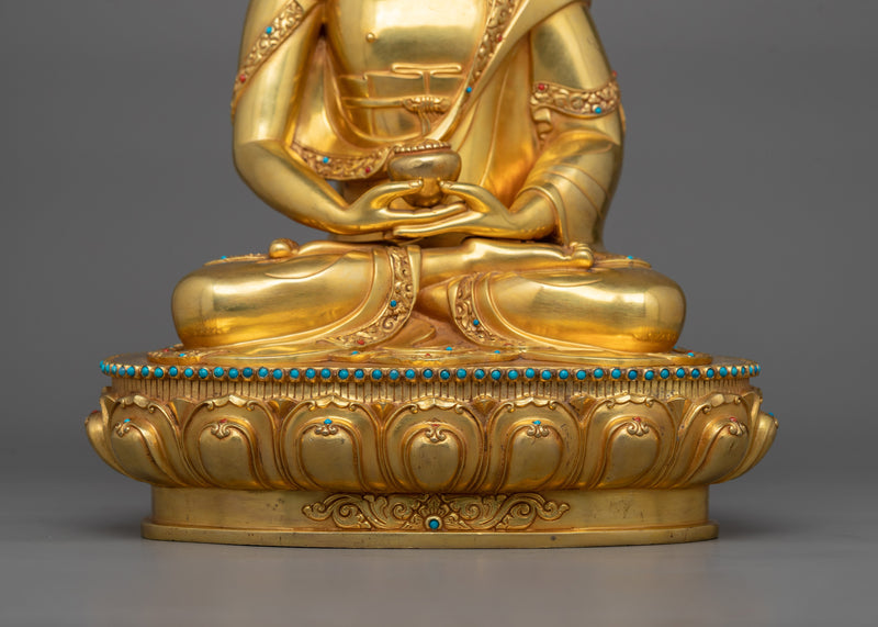 Amitabha Buddha Golden Statue | Handmade 24k Gold Gilded Sculpture