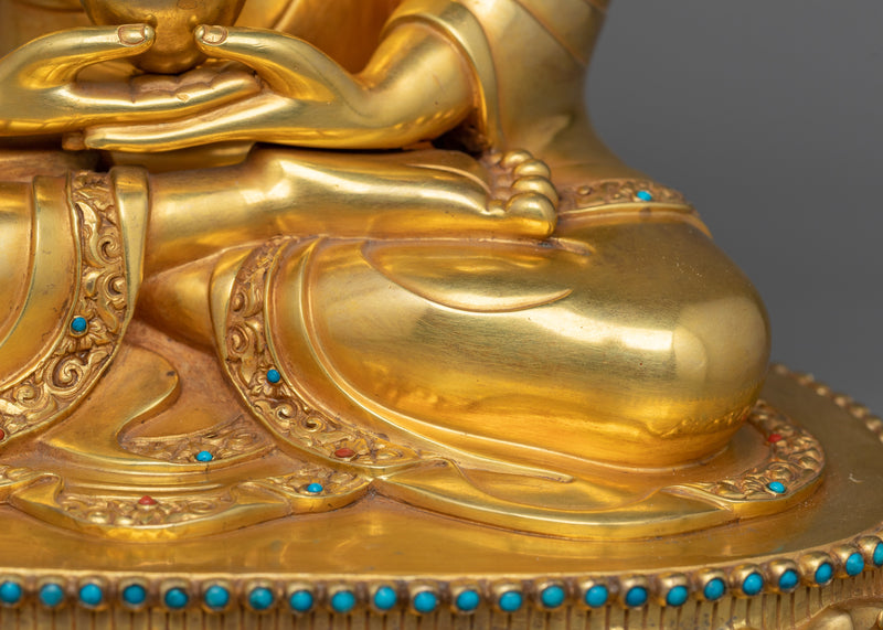 Amitabha Buddha Golden Statue | Handmade 24k Gold Gilded Sculpture