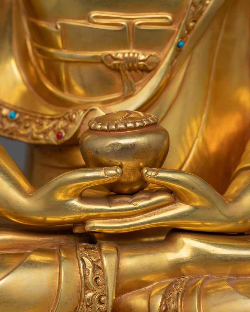 Amitabha Buddha Golden Statue | Handmade 24k Gold Gilded Sculpture