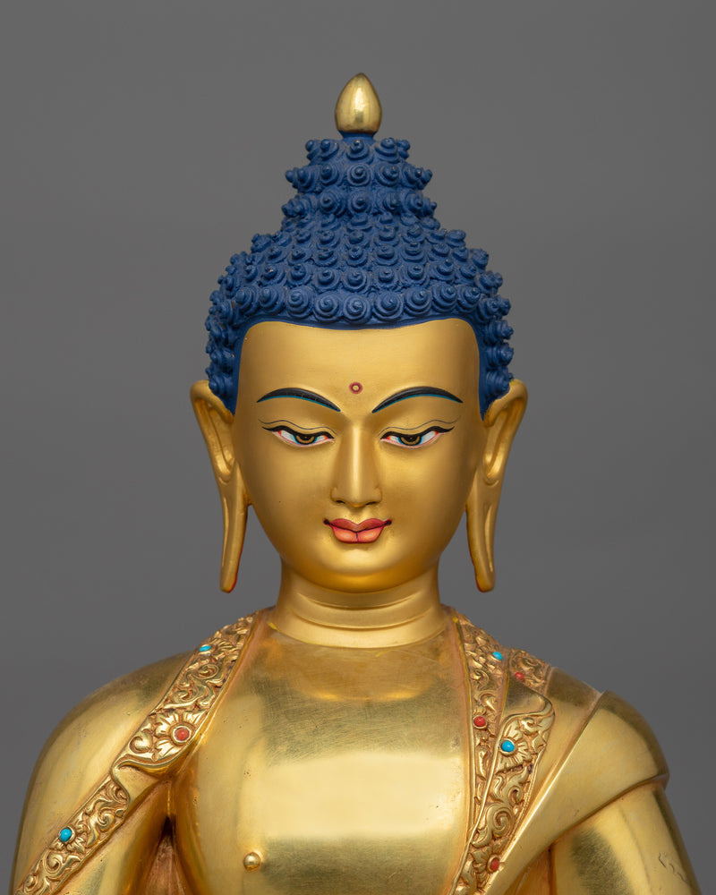 Amitabha Buddha Golden Statue | Handmade 24k Gold Gilded Sculpture