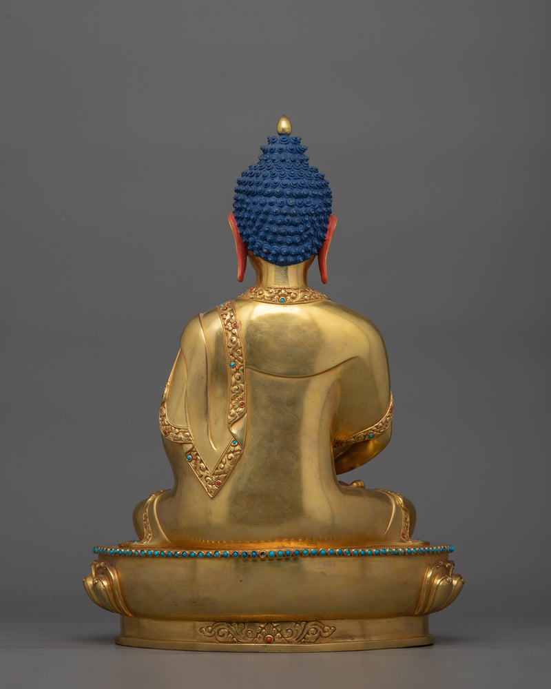 Amitabha Buddha Golden Statue | Handmade 24k Gold Gilded Sculpture