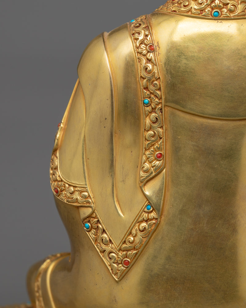 Amitabha Buddha Golden Statue | Handmade 24k Gold Gilded Sculpture