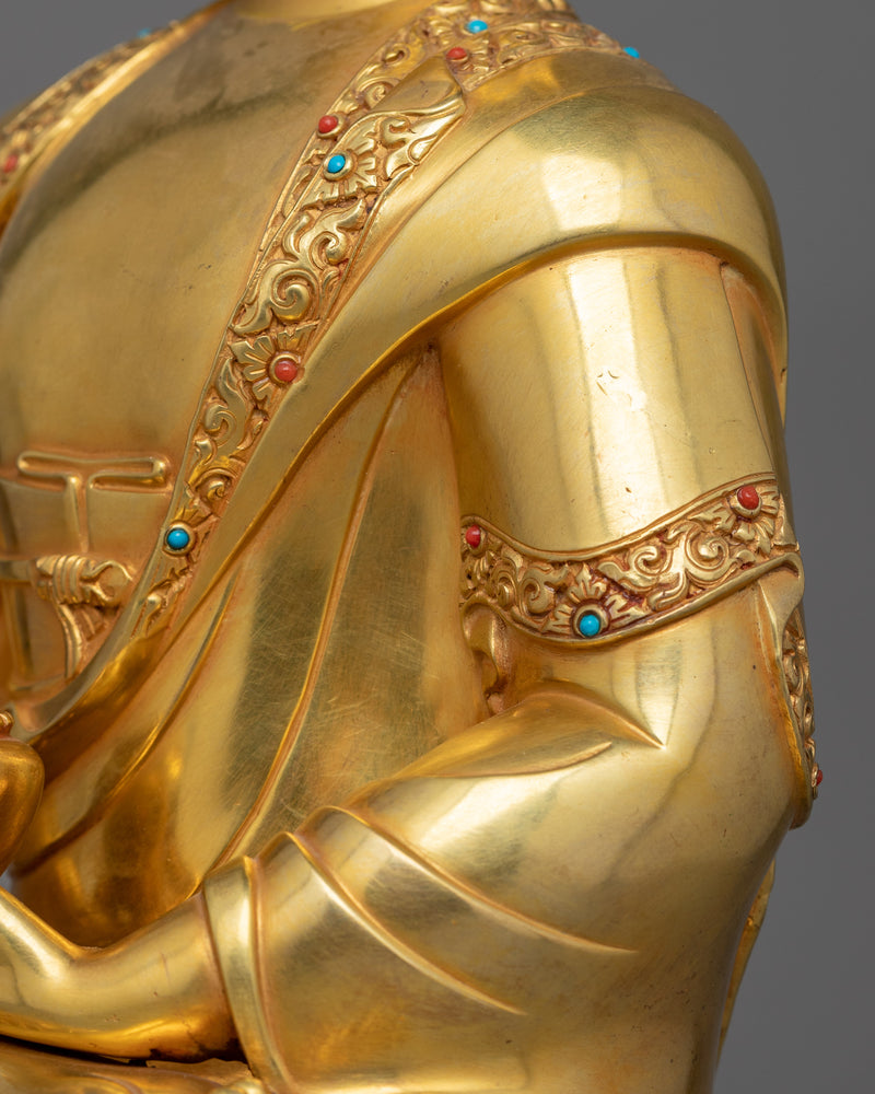 Amitabha Buddha Golden Statue | Handmade 24k Gold Gilded Sculpture