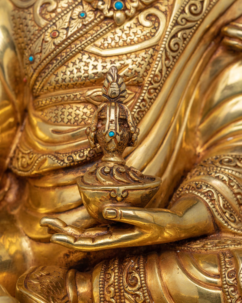 Tibetan Handcrafted Guru Rinpoche Sculpture | Traditional Figurine of Tantric Buddhist Master