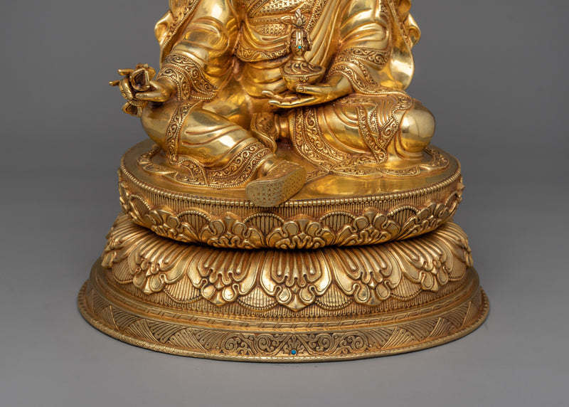 Tibetan Handcrafted Guru Rinpoche Sculpture | Traditional Figurine of Tantric Buddhist Master