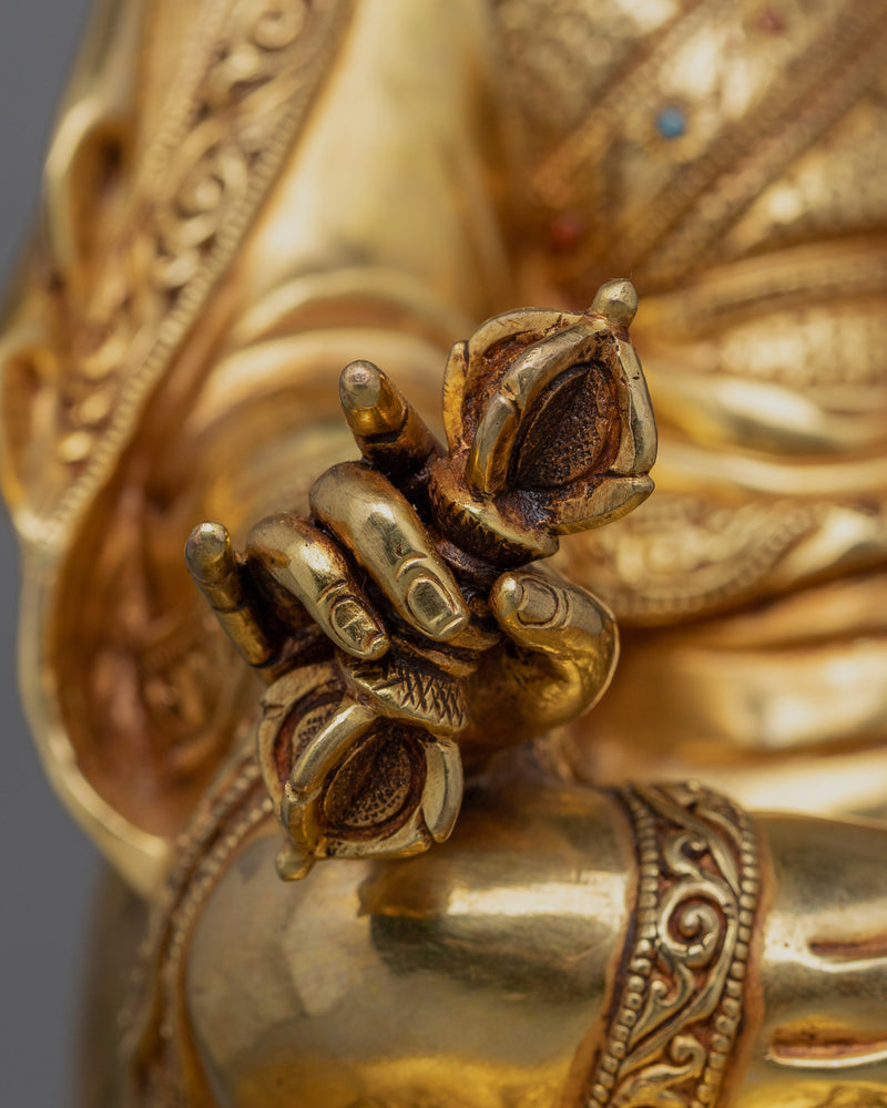 Tibetan Handcrafted Guru Rinpoche Sculpture | Traditional Figurine of Tantric Buddhist Master