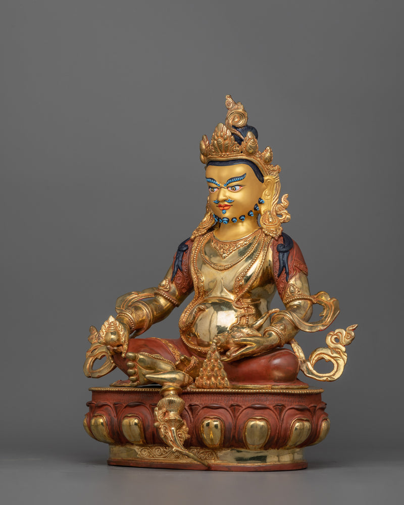 Dzambhala Spiritual Himalayan Hand Carved Statue | Tibetan Buddhist Wealth Deity