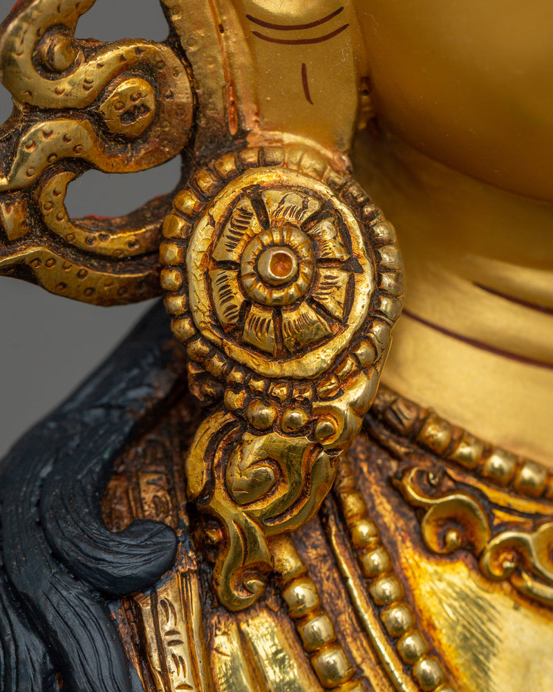 Golden Avalokiteśvara Statue | Four Armed Chenrezig Gilded in 24k Gold