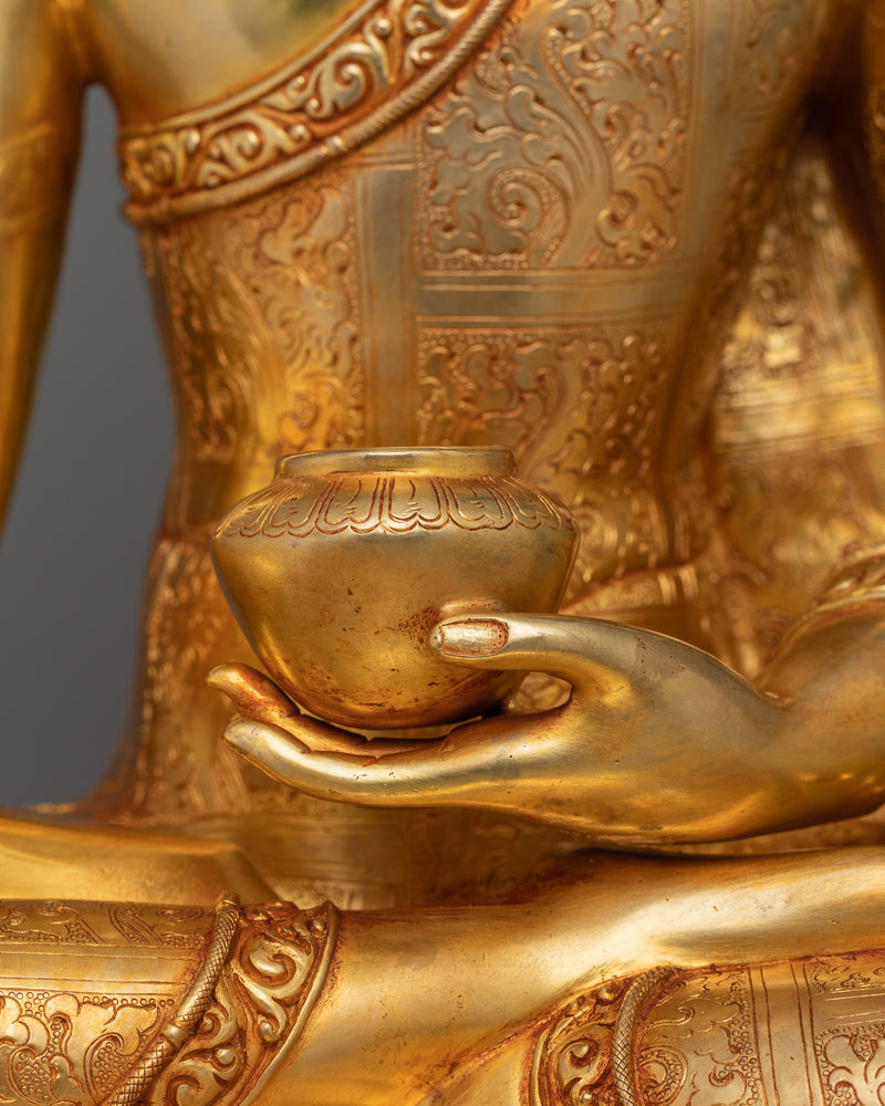 Gautama Buddha Gold Statue | Handmade 18.3 Inch Sculpture of Buddha Shakyamuni