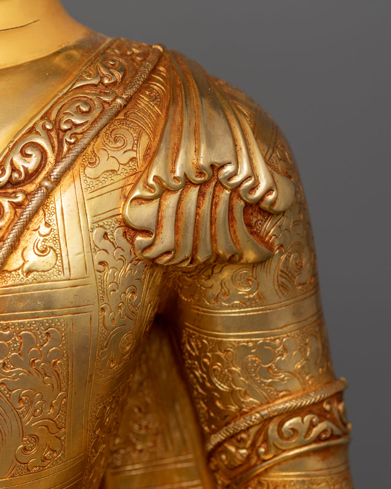 Gautama Buddha Gold Statue | Handmade 18.3 Inch Sculpture of Buddha Shakyamuni