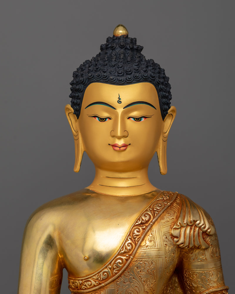 Gautama Buddha Gold Statue | Handmade 18.3 Inch Sculpture of Buddha Shakyamuni