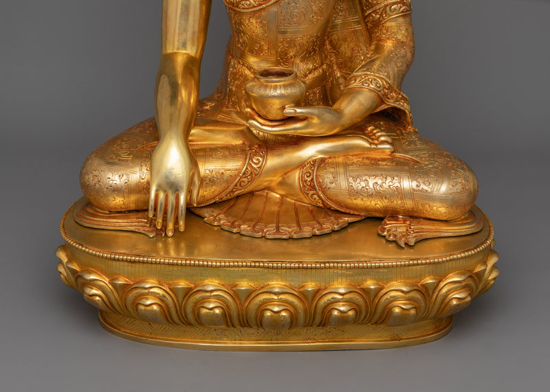 Gautama Buddha Gold Statue | Handmade 18.3 Inch Sculpture of Buddha Shakyamuni