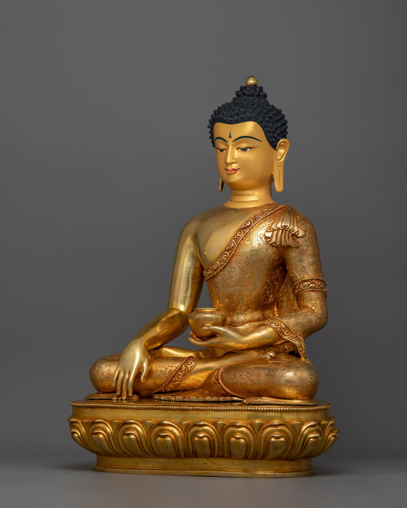 Gautama Buddha Gold Statue | Handmade 18.3 Inch Sculpture of Buddha Shakyamuni