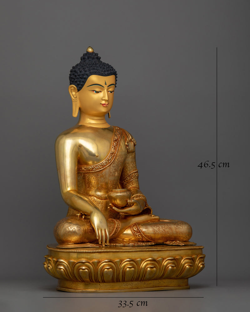 Gautama Buddha Gold Statue | Handmade 18.3 Inch Sculpture of Buddha Shakyamuni