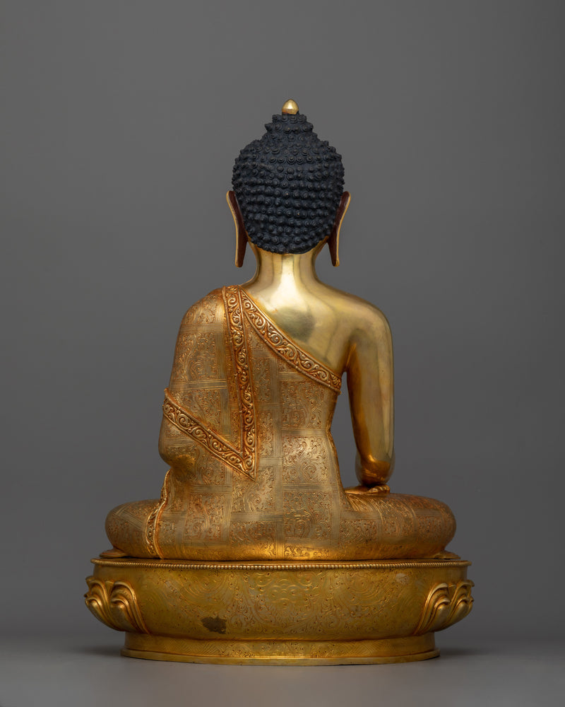 Gautama Buddha Gold Statue | Handmade 18.3 Inch Sculpture of Buddha Shakyamuni