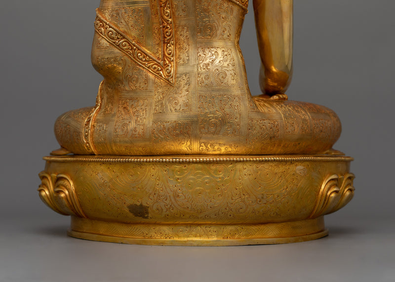 Gautama Buddha Gold Statue | Handmade 18.3 Inch Sculpture of Buddha Shakyamuni