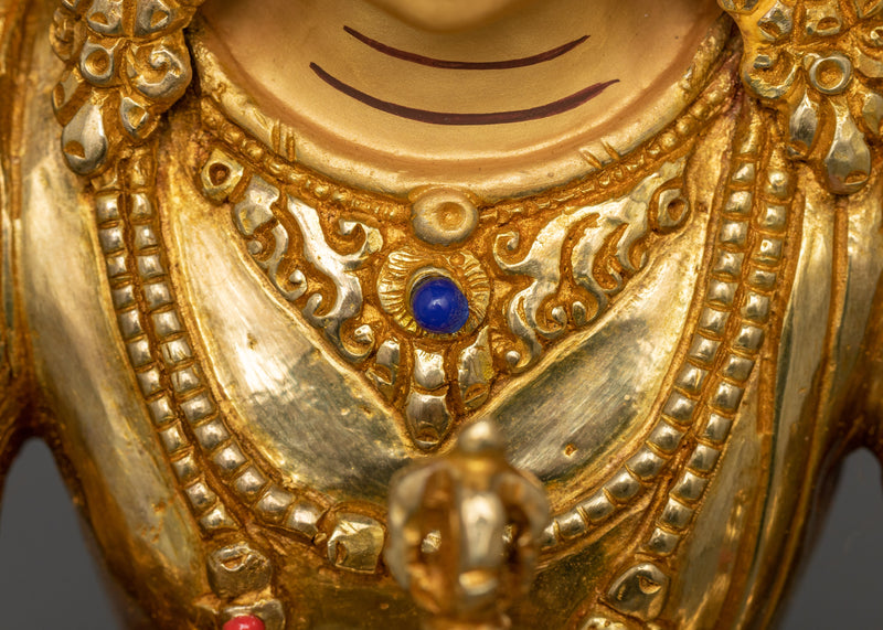 24K Gold-Gilded Maha Vajrasattva Statue | Gemstone-Embellished Sculpture