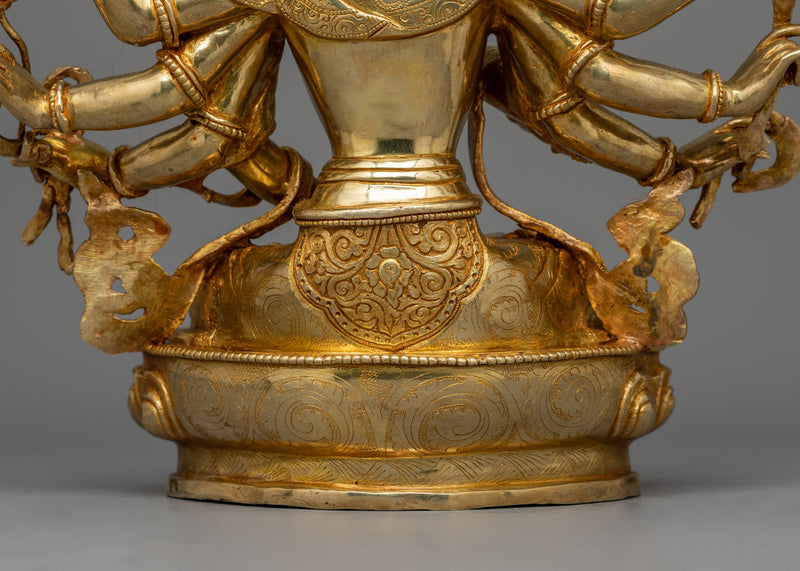 24K Gold-Gilded Maha Vajrasattva Statue | Gemstone-Embellished Sculpture