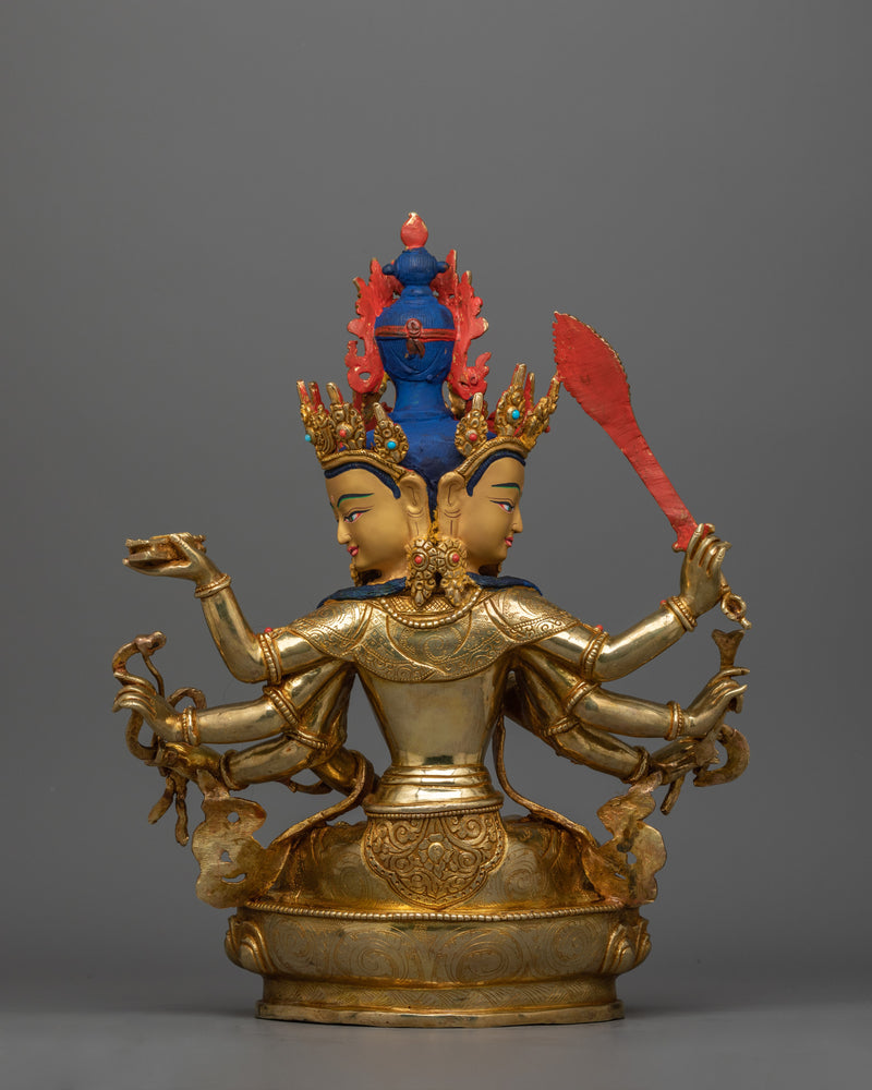 24K Gold-Gilded Maha Vajrasattva Statue | Gemstone-Embellished Sculpture