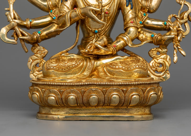 24K Gold-Gilded Maha Vajrasattva Statue | Gemstone-Embellished Sculpture