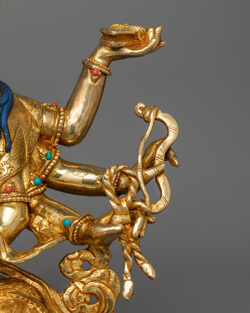 24K Gold-Gilded Maha Vajrasattva Statue | Gemstone-Embellished Sculpture