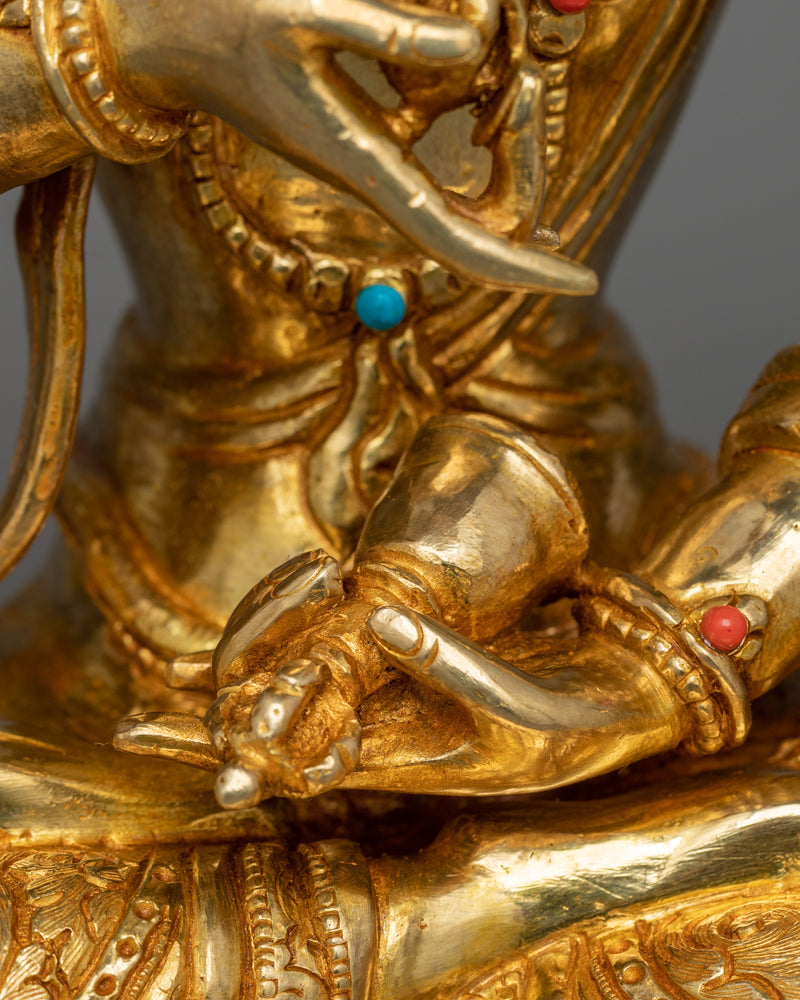 24K Gold-Gilded Maha Vajrasattva Statue | Gemstone-Embellished Sculpture