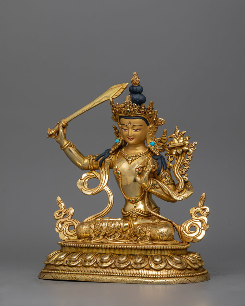 Manjushri Buddhist Deity of Wisdom Sculpture | Symbol of Wisdom and Enlightenment