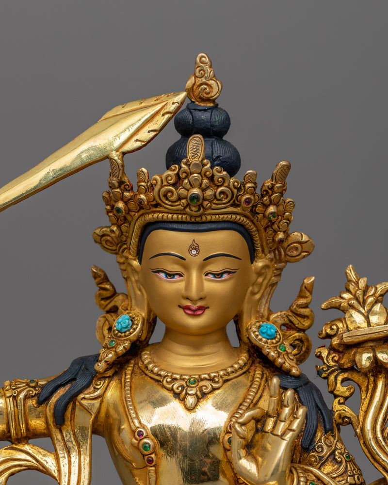 Manjushri Buddhist Deity of Wisdom Sculpture | Symbol of Wisdom and Enlightenment