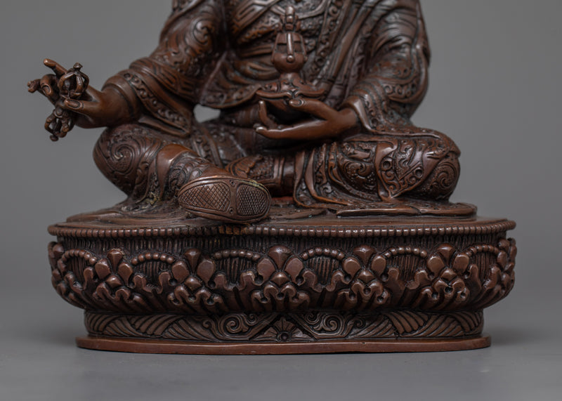 Oxidized Copper Guru Rinpoche Artwork | Handcrafted Buddhist Sculpture