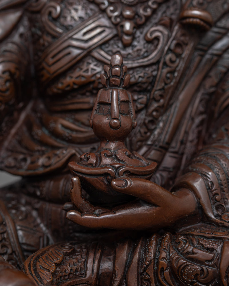 Oxidized Copper Guru Rinpoche Artwork | Handcrafted Buddhist Sculpture