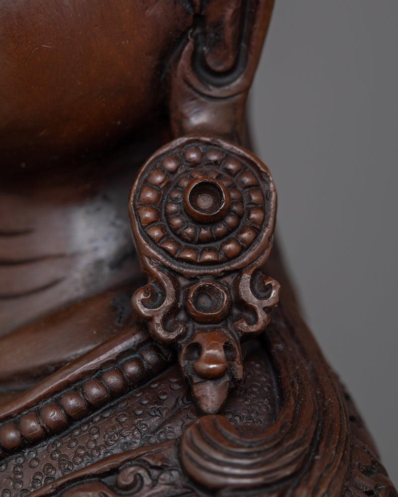 Oxidized Copper Guru Rinpoche Artwork | Handcrafted Buddhist Sculpture