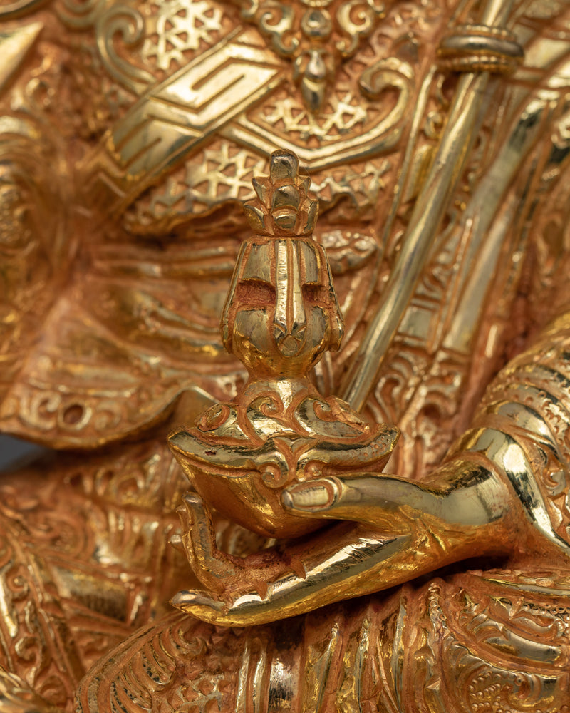 Guru Rinpoche Copper Art From Nepal | Traditionally 24K Gold Gilded Statue