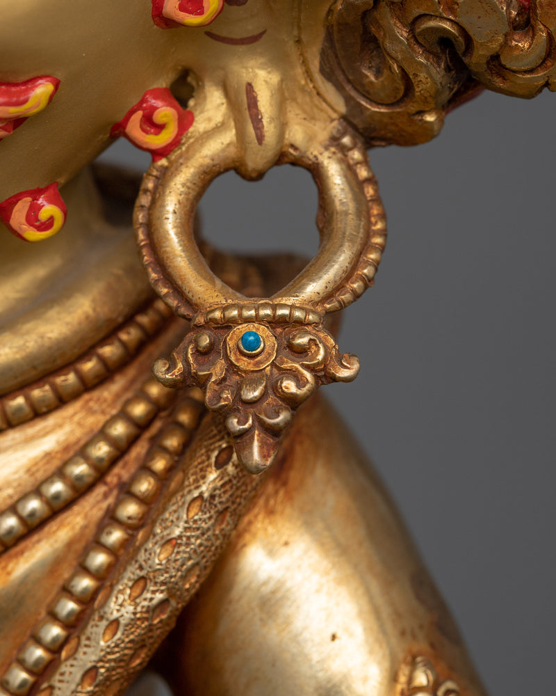 Hand-Crafted Wealth Deity Black Dzambhala Sculpture | Gold Gilded Black Dzambhala Statue