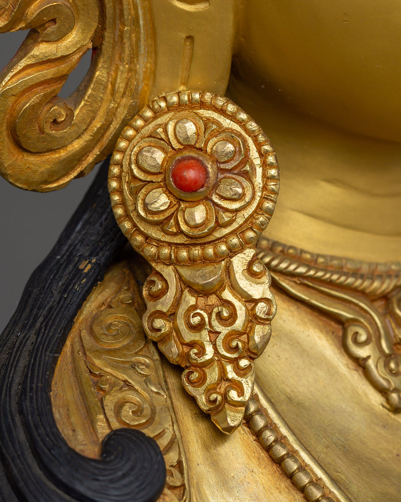 16.5-Inch Green Tara Statue | Handcrafted Gemstone-Embellished Sculpture