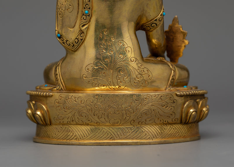 Gold-Gilded Medicine Buddha Statue | Handcrafted Copper Art from Nepal