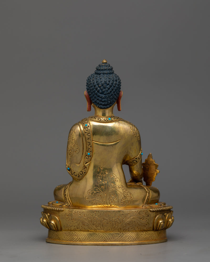 Gold-Gilded Medicine Buddha Statue | Handcrafted Copper Art from Nepal