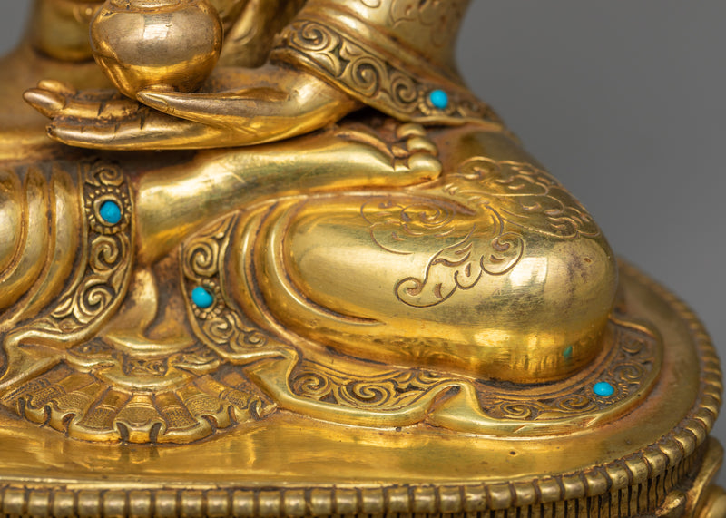 Gold-Gilded Medicine Buddha Statue | Handcrafted Copper Art from Nepal