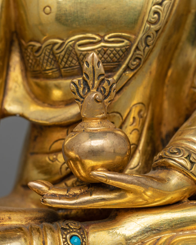 Gold-Gilded Medicine Buddha Statue | Handcrafted Copper Art from Nepal