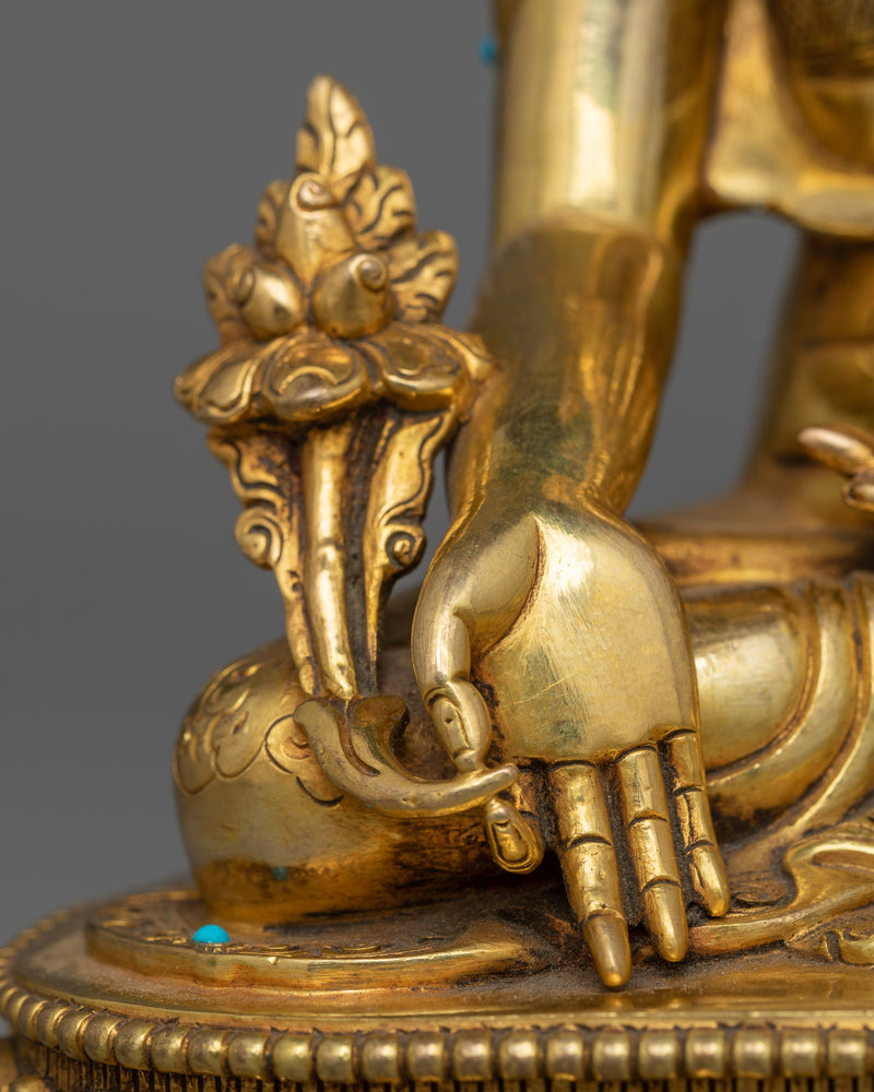 Gold-Gilded Medicine Buddha Statue | Handcrafted Copper Art from Nepal