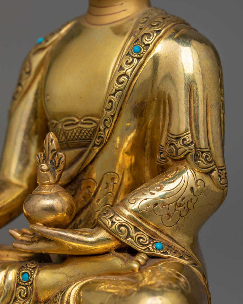 Gold-Gilded Medicine Buddha Statue | Handcrafted Copper Art from Nepal