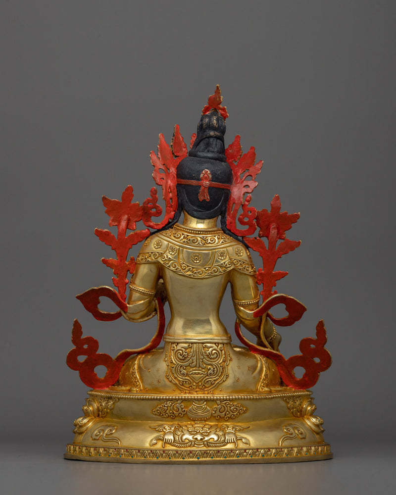 Handcrafted Buddhist Decor Tibetan White Tara Figurine | Long life Deity