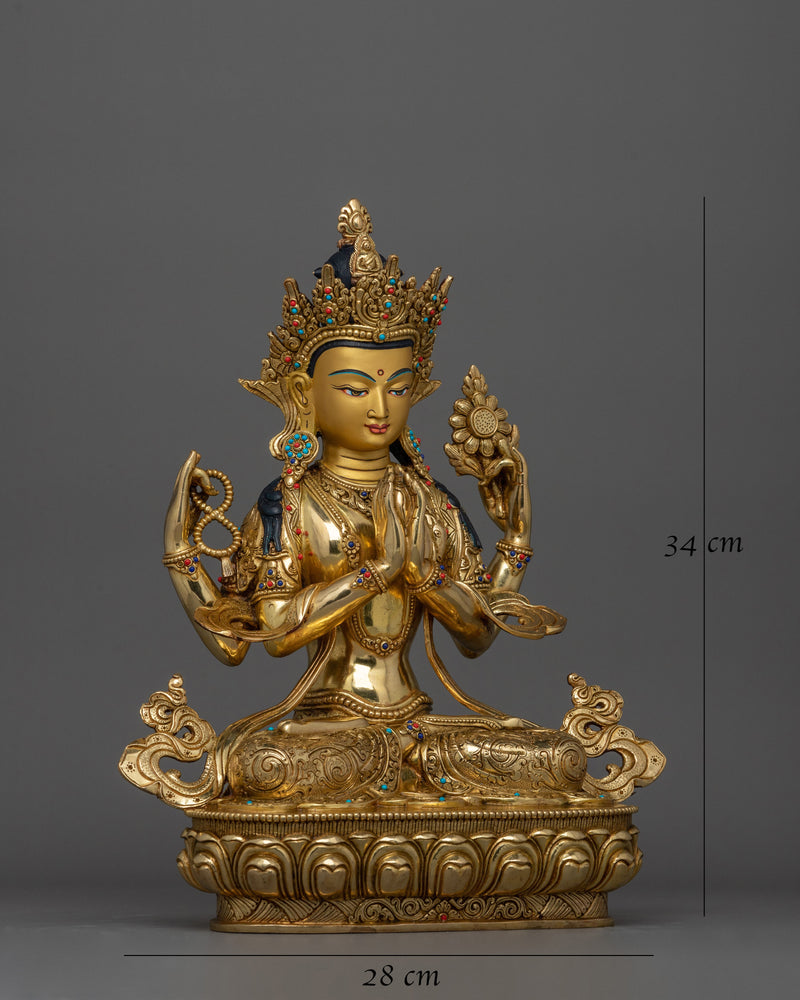 24K Gold-Gilded Avalokiteshvara